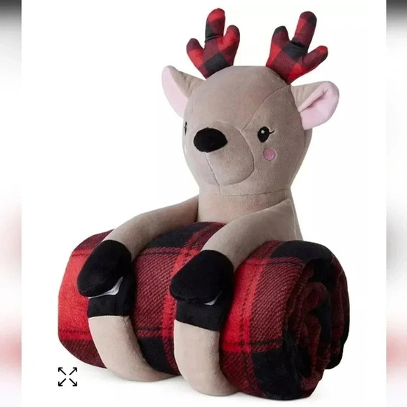 Holiday Reindeer Throw and Friend - Picture 2 of 4